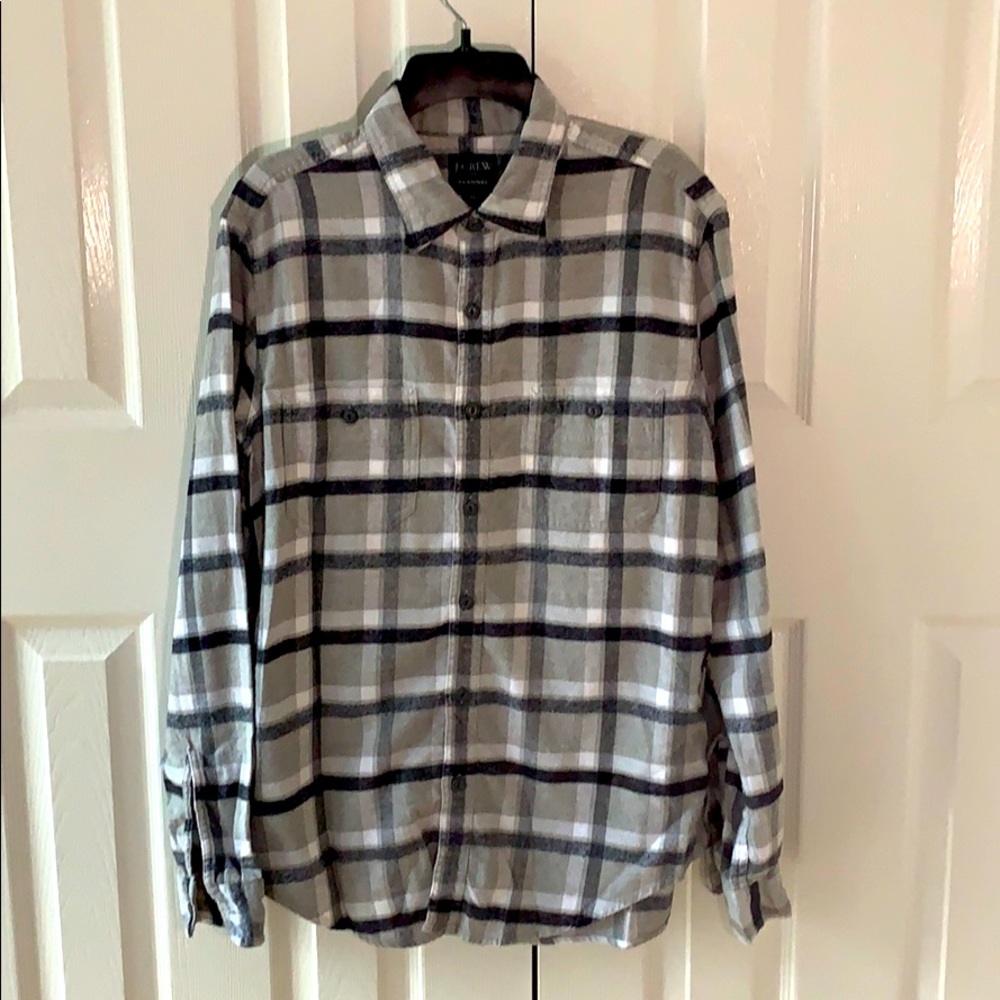 J Crew gray and black flannel shirt